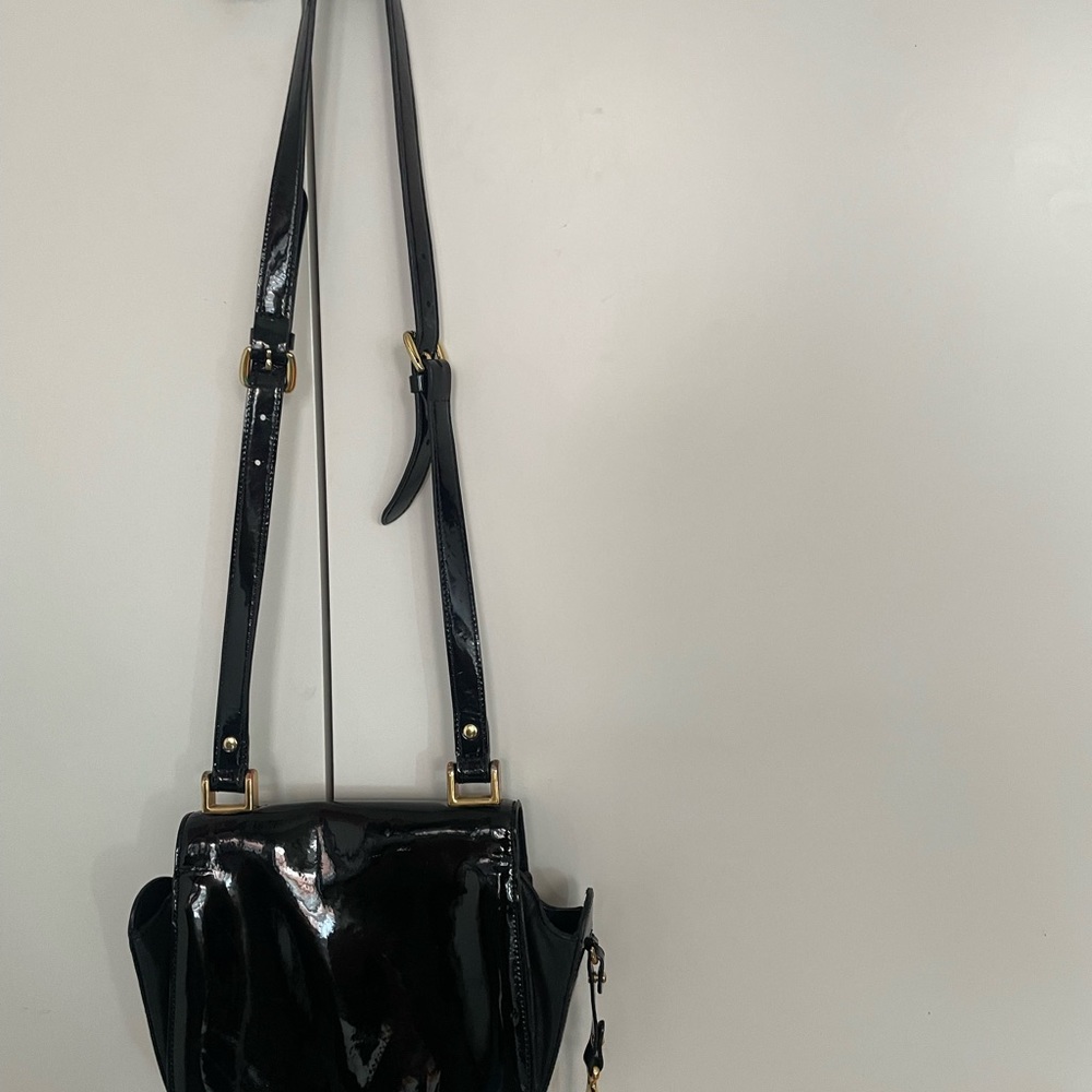 ❤️Ralph Lauren - Discontinued Crossbody Bag Black with Golden Metallic D… - Picture 7 of 17